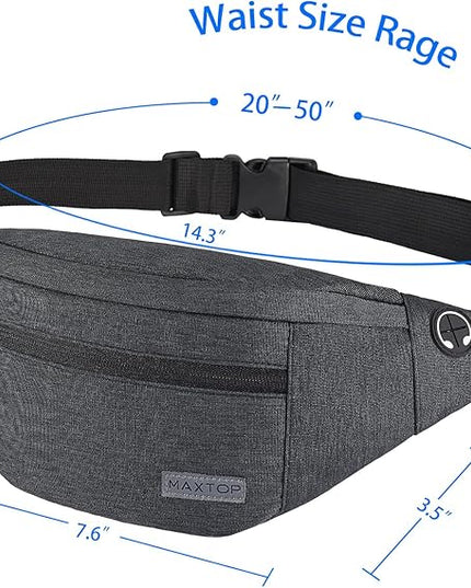 MAXTOP Large Crossbody Fanny Pack with 4-Zipper Pockets,Gifts for Enjoy Sports Festival Workout Traveling Running Casual Hands-Free Wallets Waist Pack Phone Bag Carrying All Phones