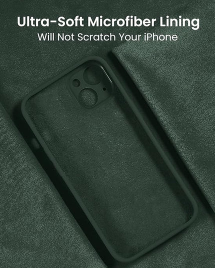 FireNova Designed for iPhone 14 Case, Silicone Upgraded [Camera Protection] Phone Case with [2 Screen Protectors], Soft Anti-Scratch Microfiber Lining Inside, 6.1 inch, Alpine Green