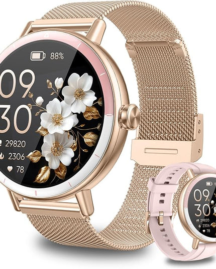 KEEPONFIT Smart Watches for Women Android/iPhone, IP68 Waterproof Fitness Tracker with Bluetooth Calls(Answer&Make), Activity Pedometer/Heart Rate/SpO2 Monitor/100+ Sports Model