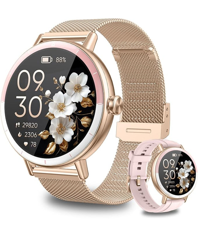 KEEPONFIT Smart Watches for Women Android/iPhone, IP68 Waterproof Fitness Tracker with Bluetooth Calls(Answer&Make), Activity Pedometer/Heart Rate/SpO2 Monitor/100+ Sports Model