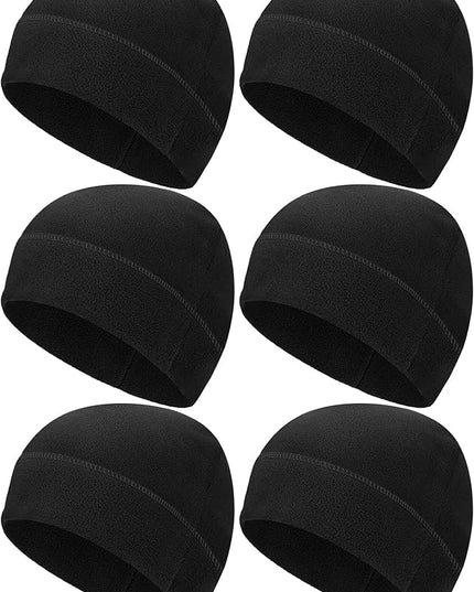 6 Pcs Fleece Skull Cap Men Fleece Beanie Winter Watch Hat Warm Polar Beanie Cap Thick Windproof Unisex for Outdoor Exercising
