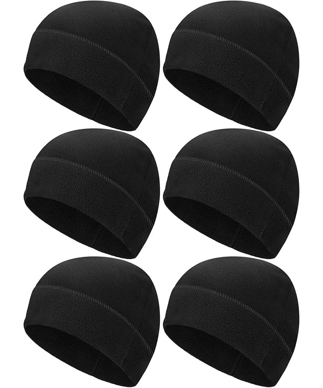 6 Pcs Fleece Skull Cap Men Fleece Beanie Winter Watch Hat Warm Polar Beanie Cap Thick Windproof Unisex for Outdoor Exercising