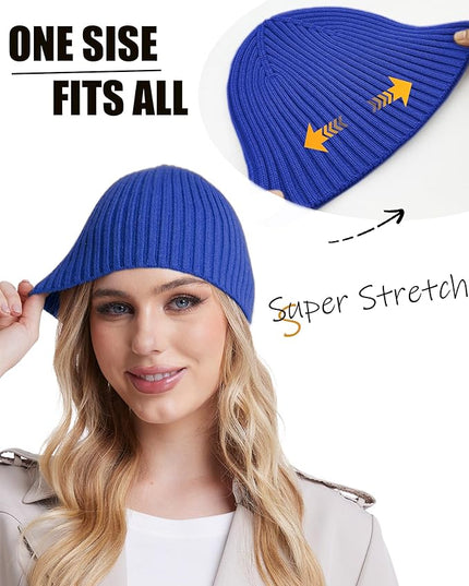 choshion Wool Knit Fisherman Beanie Hat for Men Women,Cuffless Warm Short Cuff Beanies Toboggan Ski Hats Winter Skull Cap