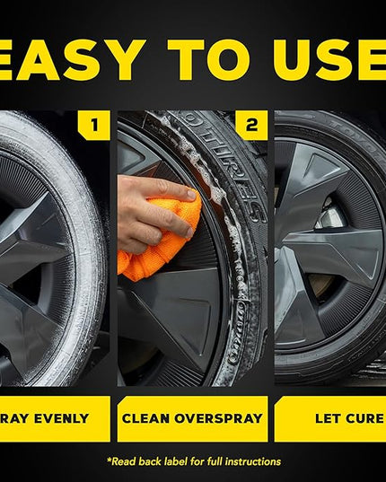 Meguiar's Hot Shine Tire Foam, High Gloss Tire Shine That Cleans, Shines, and Protects in One Step, Deep, Black Shine with Conditioners and UV Protection, Best Gifts for Car Lovers, 19 Oz Aerosol
