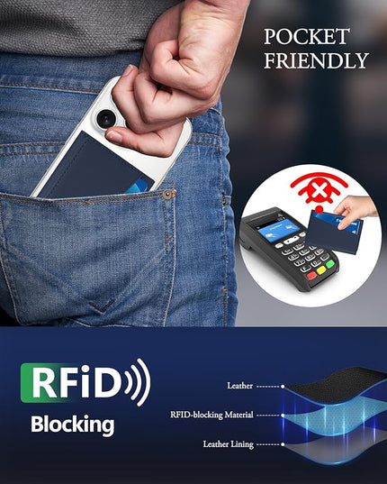 TopMade for MagSafe Wallet, Strongest Magnetic Card Holder for iPhone 17/16/15/14/13/12 Series, Minimalist Leather Trifold Magnetic Wallet for Phone Case, 9 Cards Holder, RFID Blocking, Navy Blue