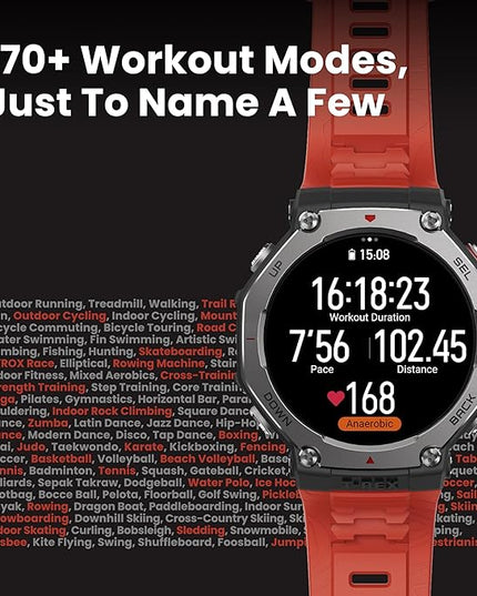 Amazfit T-Rex 3 Rugged/Military Smart Watch 48mm, GPS (with Privacy), Offline Maps, Long Battery Life,328 Feet Water-Resistant, 170 Fitness/Sport Modes, AI, Voice Control, for Android or iPhone, Black