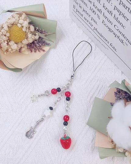 1-4PCS Cute Phone Charms Aesthetic Y2K Cell Phone Charms Strap Strawberry Butterfly Star PhoneCharm Y2K Accessories for Bag Keychain Airpods Camera Pendants Decor