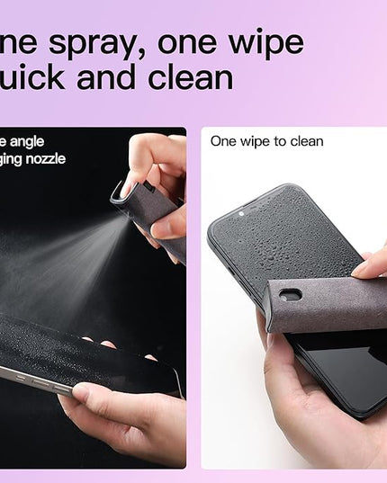 Screen Cleaner Kit, Two in One Screen Cleaner Spray and Wipe, Touchscreen Mist Cleaner Spray Bottle for Phone/Laptop/Tablet/TV/Monitor/Car Screens(Grey)