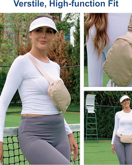 Pander Two Way Zipper Fanny Pack Nylon Everywhere Belt Bag for Women, Water Repellent Waist Packs, Crossbody Bags with Adjustable Strap (White Opal).
