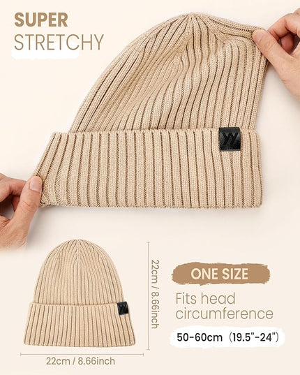 Winter Beanie Hat for Men & Women, Fleece Lined Thermal Knit Hat Ski Beanie Skull Cap Cuffed Cap for Cold Weather