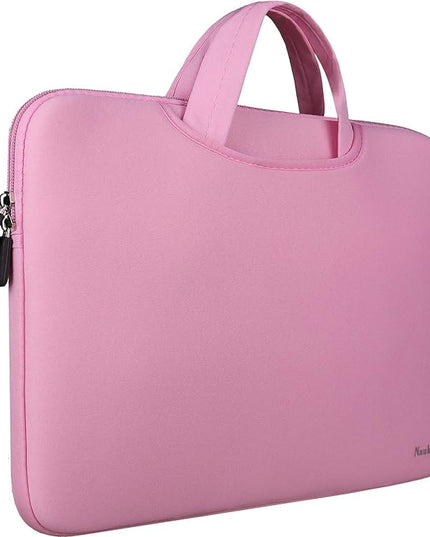 Naukay Laptop Case Bag,Slim Durable Briefcase Handle Bag/Notebook Computer Protective Sleeve/Multifunctional Carrying Case Compatible with 15-15.6 Inch MacBook Pro,Ultrabook Notebook Computer-(pink)