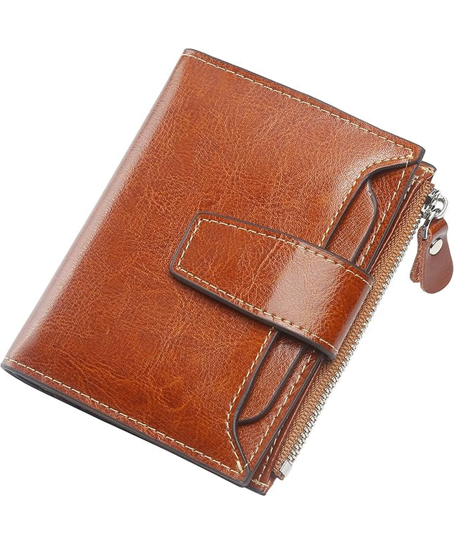 Lavemi Small Compact Women Wallet RFID Blocking Genuine Leather Bifold Purse with ID Windows