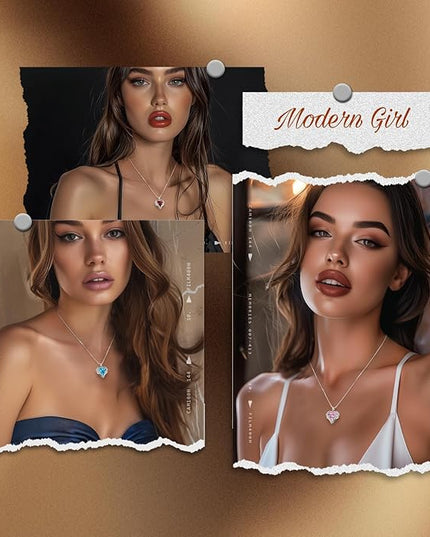 CDE Christmas Gifts for Women Angel Wings Necklace for Women with Birthstone, Love Heart Silver Tone/Gold Tone Pendant, Ideal Anniversary or Birthday Jewelry Gifts for Wife Girlfriend Her