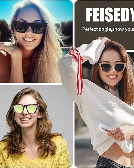 FEISEDY Vintage Square Cat Eye Sunglasses Women Trendy Cateye Sunglasses B2473