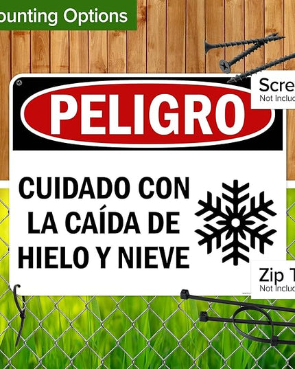 Danger Watch for Falling Ice and Snow Bilingual Sign, 24x30 Inches, Rust Free .063 Aluminum, Fade Resistant, Made in USA by My Sign Center