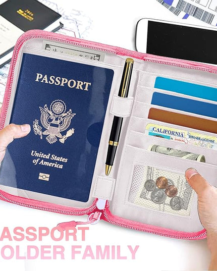 Passport Holder for Travel, Women Rfid Blocking Passport Wallet, Travel Essentials Premium Wallets, Waterproof Passport Holders Bag for Men Traveling, Travel Document Organizer Credit Cards Case