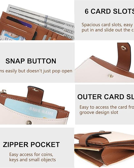 yiijay Small Wallet for Women RFID Blocking Tassle Bifold Slim Thin Leather Wallet Credit Card Holder Wallet Ladies Mini Wallet with Widened Zipper Pocket