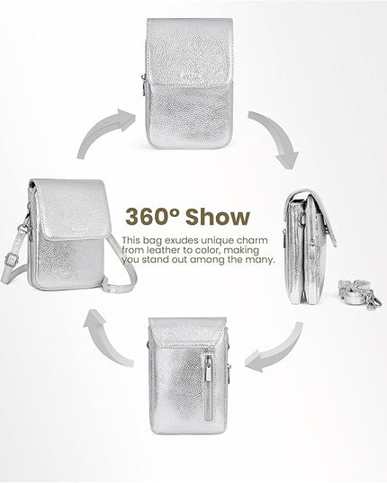 befen Genuine Leather Small Crossbody Bags for Women, Cell Phone Cross body Purse Bag with RFID Blocking Card Slots