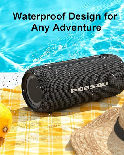 Passau Portable Bluetooth Speakers Loud 40W Peak Stereo Sound, Passive Radiators-Deep Bass, All Day Playtime, Adjustable Strap, BT5.3, IPX5 Wireless Speaker RGB Lights for Indoor Outdoor