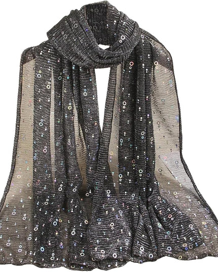 Floerns Women's Sequin Bandana Square Scarf Silk Scarves Mesh Shawl and Wrap for Evening Dresses