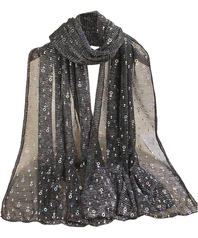 Floerns Women's Sequin Bandana Square Scarf Silk Scarves Mesh Shawl and Wrap for Evening Dresses