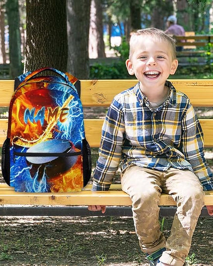Custom Backpack for Kids Boys Hockey Bookbag for School Elementary Middle Primary, Lightweight Back to School Supplies