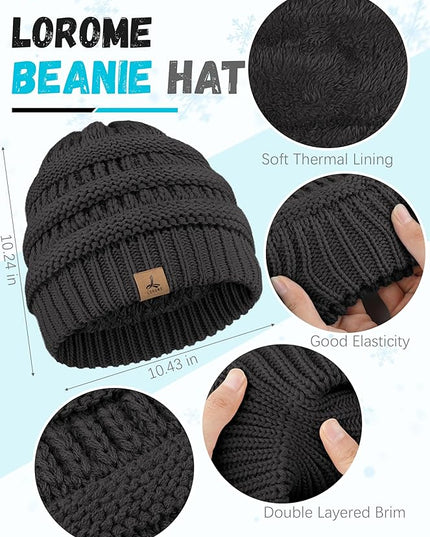 Winter Beanie Hat Scarf Gloves, Warm Fleece Knit Hats Touch Screen Gloves Neck Scarf Set Winter Gifts for Unisex Adult