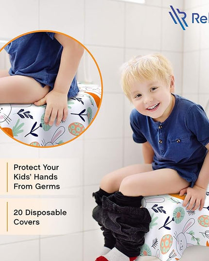 Disposable Toilet Seat Cover for Travel – 20 Pack with Covers Wrapped in Sets of 2, Non-Flushable Liners, Fits Most Seats – Kids, Toddlers, Adults