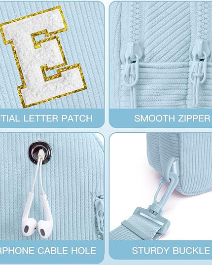Viverte Small Corduroy Sling Bag Initial Crossbody Bag Fanny Pack for Girls Personalized Birthday Gifts for Teen Girls Gifts