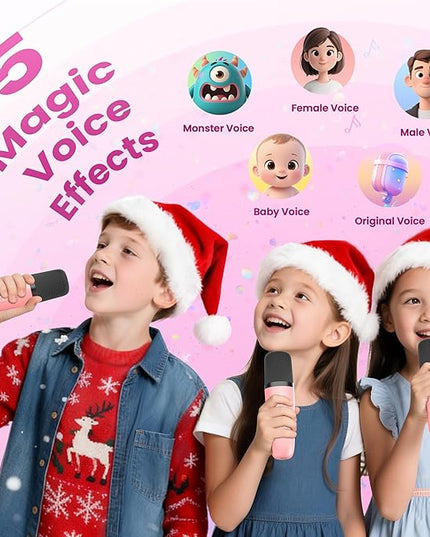 Mini Karaoke Machine for Kids Adults, Portable Bluetooth Speaker with 3 Wireless Karaoke Mics,2026 TOP Birthday Gifts Toys for Girls 3,5, 6,8+Years Old Karaoke Player Valentine(Light Pink 3 Mics)