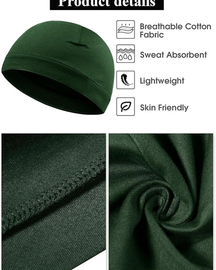 Syhood 4 Pcs Cotton Skull Caps for Men Women Breathable Beanie Thin Sleep Hat Night Running Cap Helmet Liner for Cycling Gym