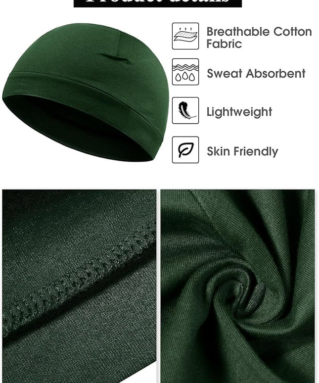 Syhood 4 Pcs Cotton Skull Caps for Men Women Breathable Beanie Thin Sleep Hat Night Running Cap Helmet Liner for Cycling Gym