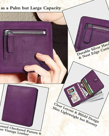 AINIMOER Small Leather Wallet for Women, Ladies Credit Card Holder RFID Blocking Women's Mini Bifold Pocket Purse