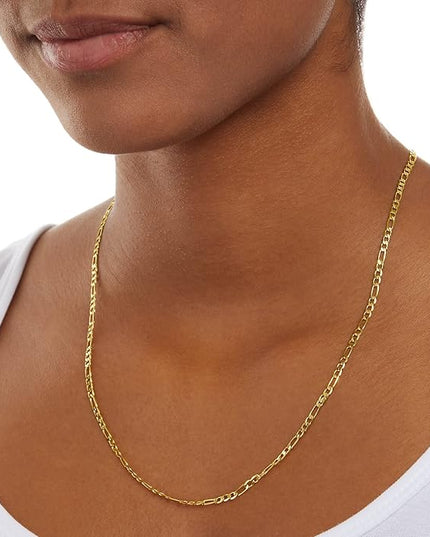 Amazon Essentials 14k Gold or Sterling Silver Plated Figaro Chain Necklace