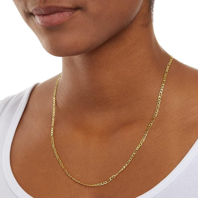 Amazon Essentials 14k Gold or Sterling Silver Plated Figaro Chain Necklace