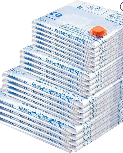 Vacuum Storage Bags 18 Pack,4 Jumbo, 4 Large, 4 Midium, 4 Small,2 Roll Bags,Plastic Packaging Bags,Space Saver Bags for Clothes, Pillows, Comforters, Blankets, Bedding,clothing