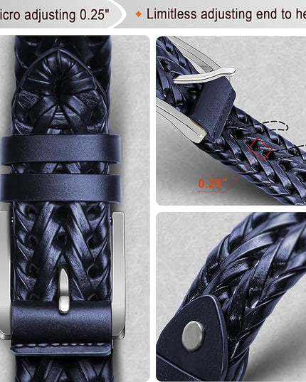 BULLIANT Mens Belts,Leather Woven Braided Belts for Gift Men Casual Jeans Golf