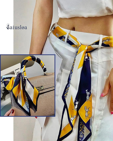 Purse Scarf For Handbags Head Scarves For Women's Hair Bags Scarfs Long Skinny Scarves Fashion Silky