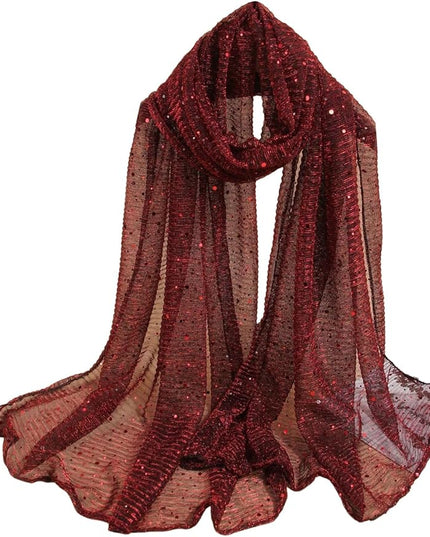Floerns Women's Sequin Bandana Square Scarf Silk Scarves Mesh Shawl and Wrap for Evening Dresses