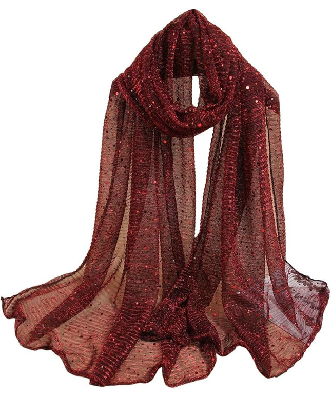 Floerns Women's Sequin Bandana Square Scarf Silk Scarves Mesh Shawl and Wrap for Evening Dresses