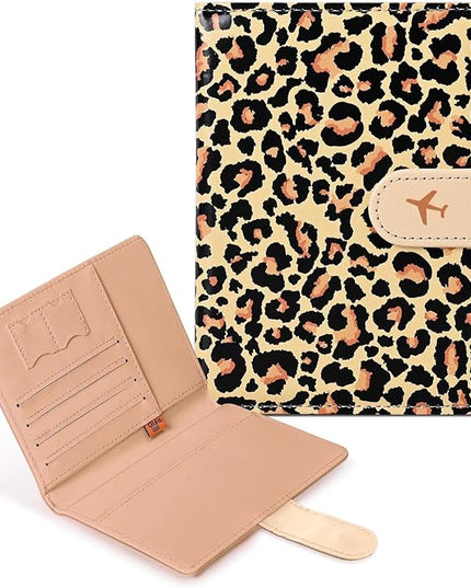COSHAYSOO Personalized RFID Passport Holder for Travel Women Passports Cover Case Air Essentials Airplane Flight Accessories Airline Plane Flying Must Haves Christmas Gifts Leopard Print
