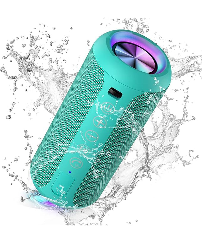 Ortizan Portable Bluetooth Speakers, IPX7 Waterproof Wireless Speaker with 24W Loud Stereo Sound, Outdoor Speaker with Bluetooth 5.3, Deep Bass, RGB Lights, Dual Pairing, 30H Playtime for Home, Party