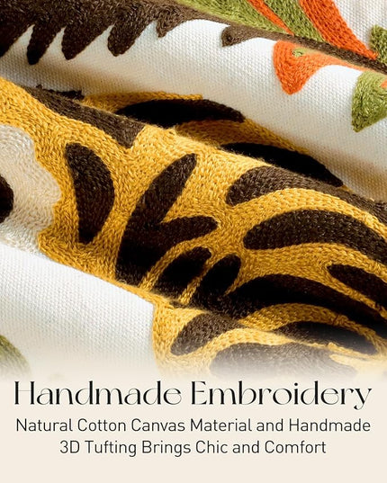 Embroidery Canvas Tote Bag for Women - Reusable Totes with Pocket & Buckle Aesthetic Cute Grocery Shoulder Bag