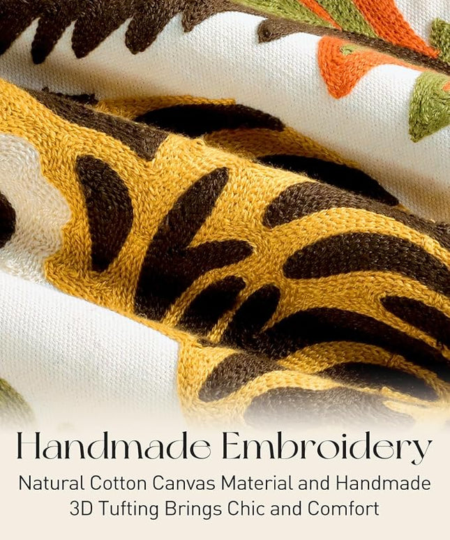 Embroidery Canvas Tote Bag for Women - Reusable Totes with Pocket & Buckle Aesthetic Cute Grocery Shoulder Bag