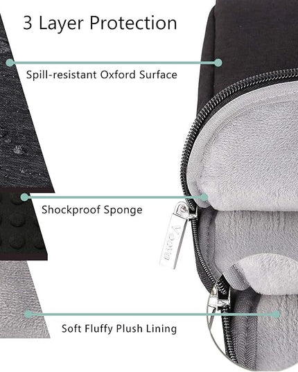 Voova Laptop Bag 17 17.3 Inch Waterproof Laptop Sleeve Case with Shoulder Straps & Handle, Computer Case Cover Slim Briefcase Compatible with 17-18” Hp Dell Asus Acer, Black