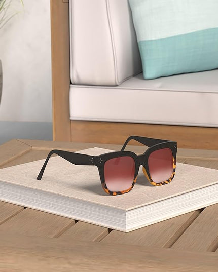 Vintage Women Oversized Sunglasses Designer Luxury Square Sun Glasses UV400 Protection Flat Lens