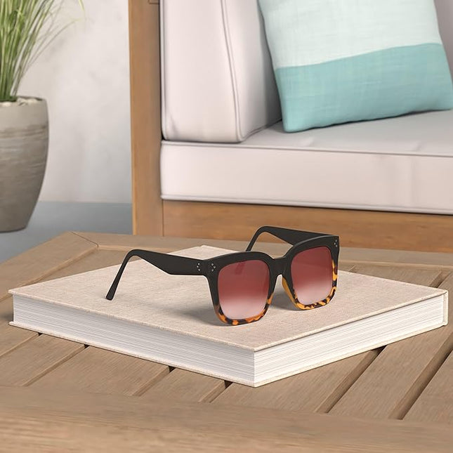 Vintage Women Oversized Sunglasses Designer Luxury Square Sun Glasses UV400 Protection Flat Lens