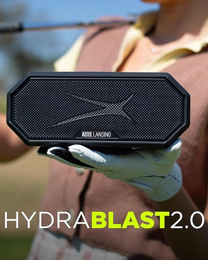 Altec Lansing Loud Portable Speakers Bluetooth Wireless Waterproof - MultiColor LED, 20 Hour Playtime, Mount Included | HydraBLAST 2.0 Magnetic Bluetooth Speaker for Travel, Home and Outdoor Adventure