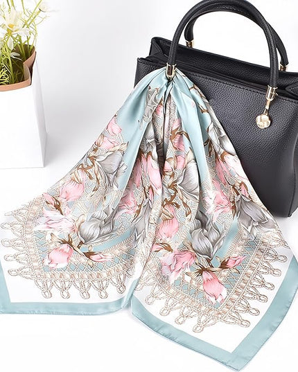 MINIDORA Satin Scarves for Women 27.5 × 27.5 inches Medium Square Elegant Silk Feeling Head Scarf