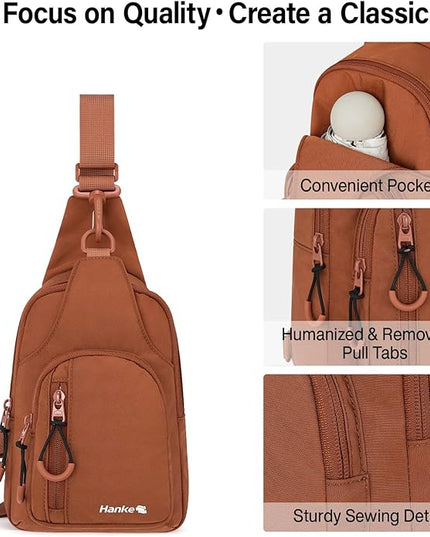 Hanke Crossbody Sling Bag for Women Men, Small & Large Casual Cross Body Sling Bags, Chest Bag for Outdoor Hiking Travel